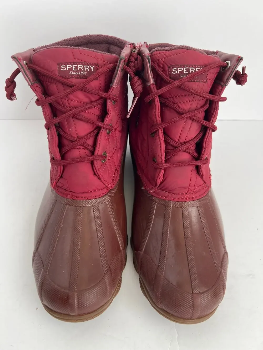 Sperry Top-Sider Saltwater Burgundy Quilted Waterproof Duck Boots Womens 8M